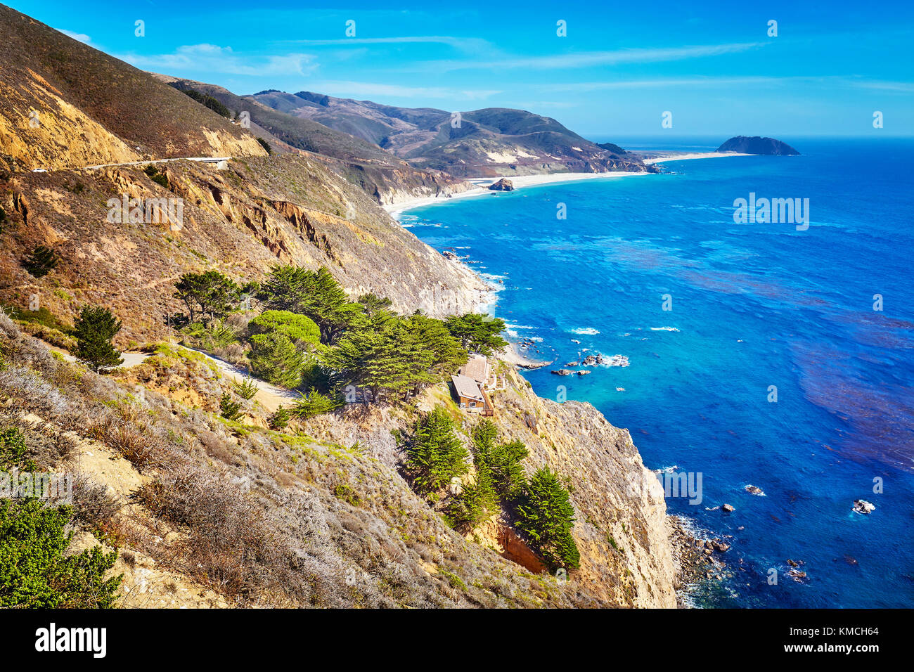 Coastline along the Pacific Coast Highway, California, USA. Stock Photo