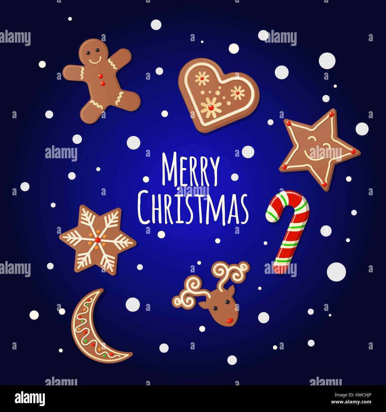 Gingerbread Cookies - Merry Christmas sign Stock Vector