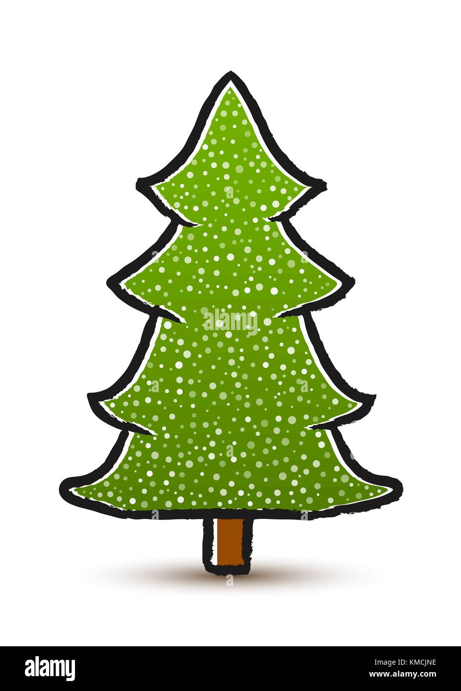 Vector drawing conifer with snow isolated on white background. Stock Vector