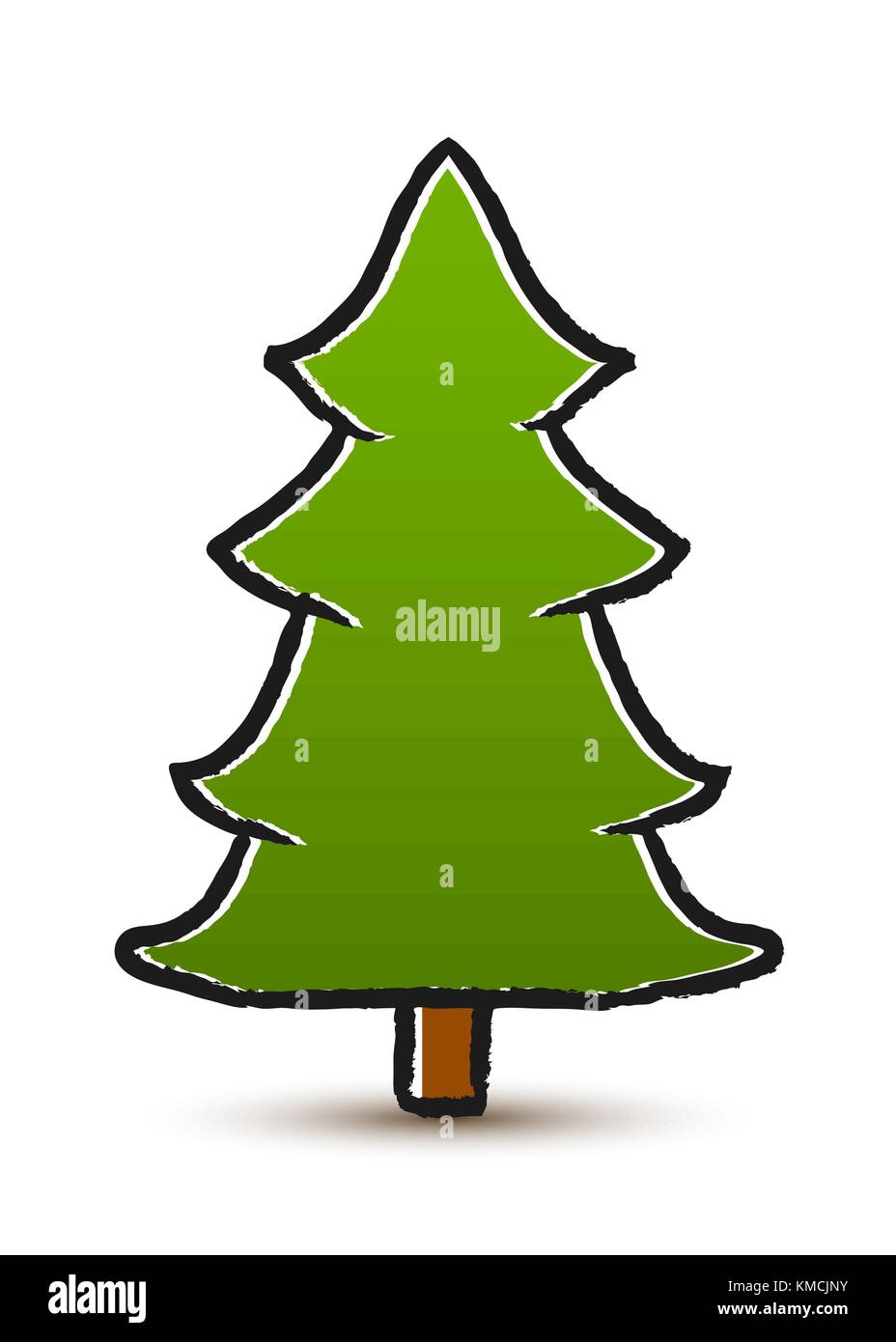 Vector drawing conifer isolated on white background. Stock Vector