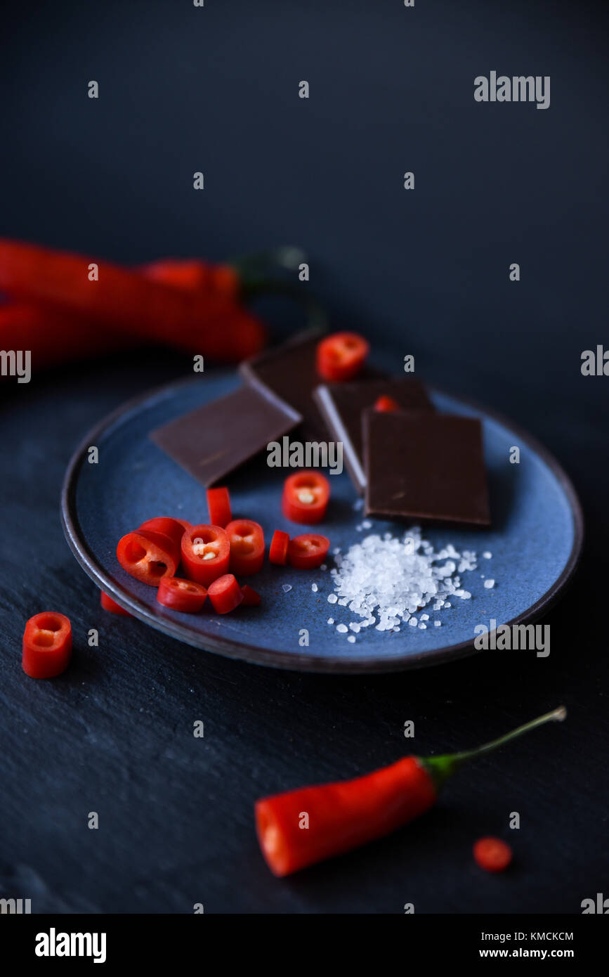 Chocolate with chili Stock Photo - Alamy