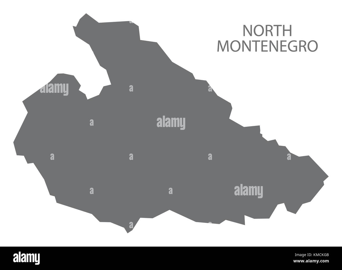 North Montenegro map of Montenegro grey illustration silhouette shape ...