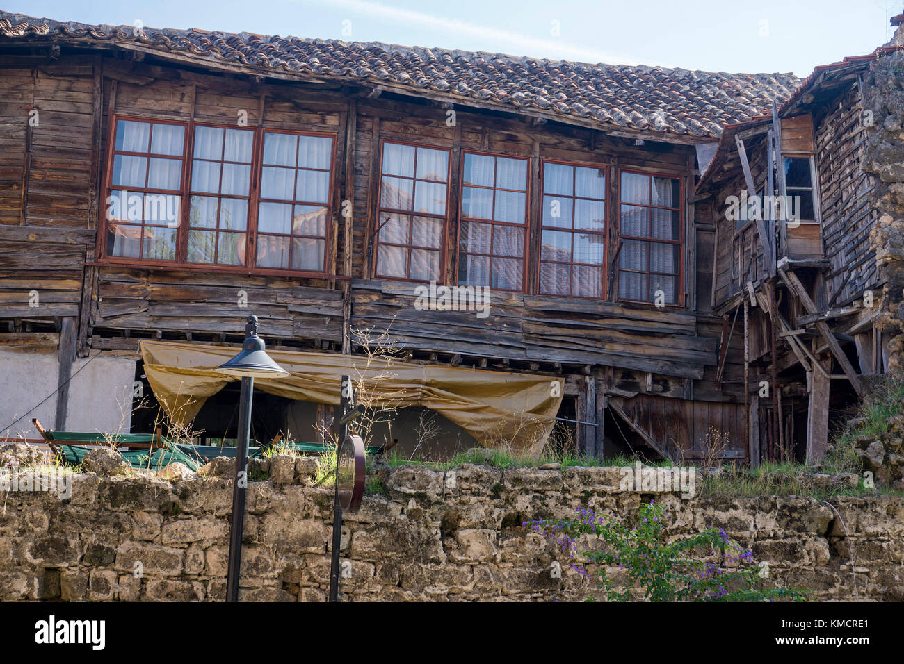Old ottoman wooden house at Kaleici, the old town of Antalya, turkish riviera, Turkey Stock Photo