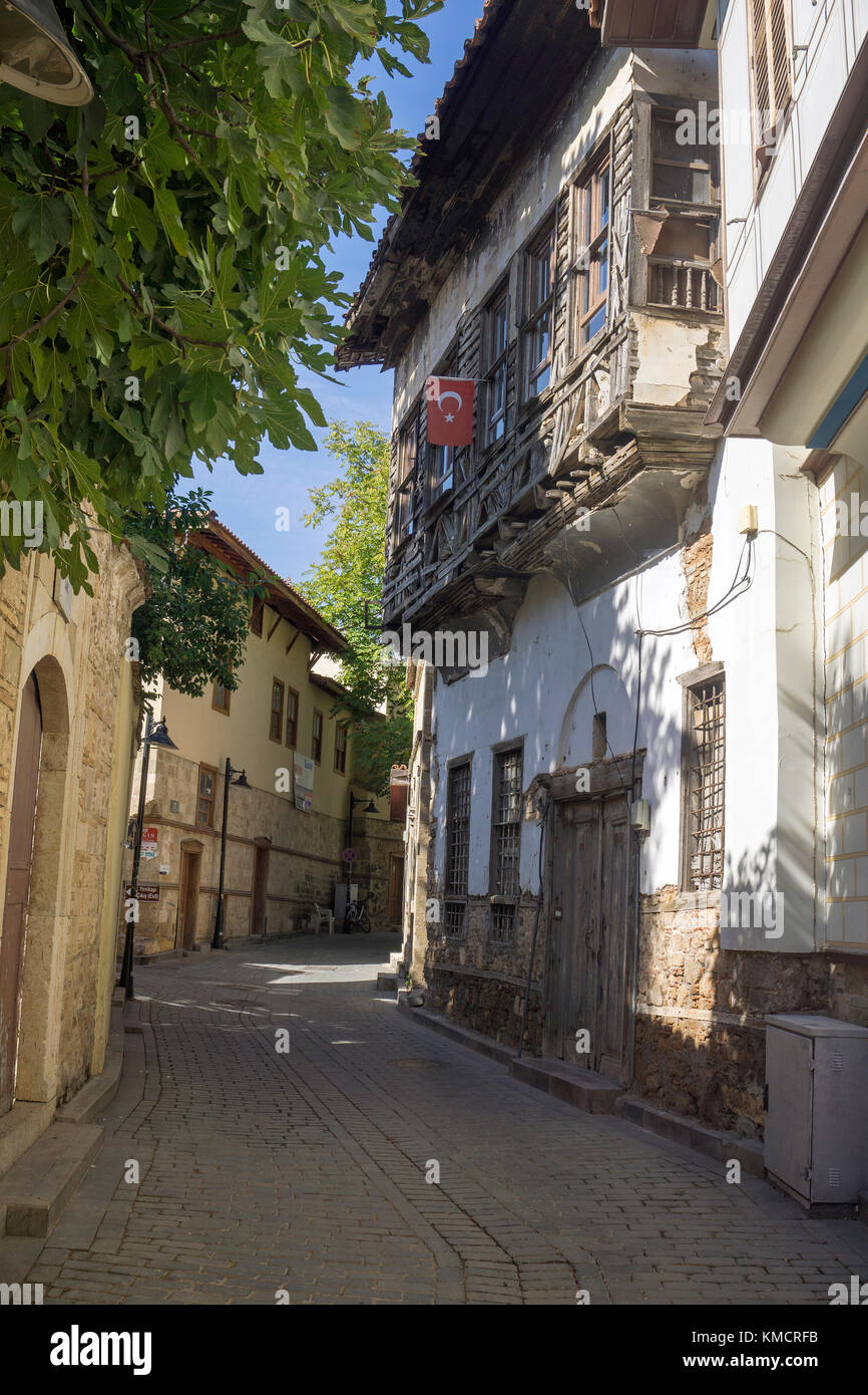 Old ottoman wooden house at Kaleici, the old town of Antalya, turkish riviera, Turkey Stock Photo