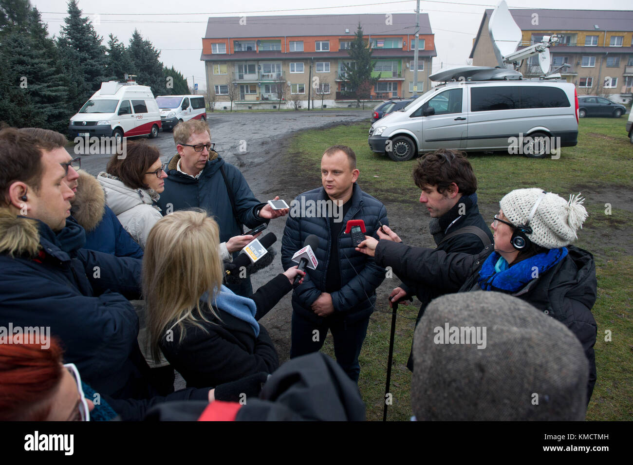Sobiemysl, Poland. 20th Dec, 2016. ARCHIVE - The Polish haulage contractor Ariel Zurawski speaks to journalists during a press conference in Sobiemysl, Poland, 20 December 2016. His truck became the vehicle for terrorism. His cousin and driver of the truck was shot. One year after the terror attack, Zurawski is still plagued by grief and financial worries. Credit: Stefan Sauer/dpa-Zentralbild/dpa/Alamy Live News Stock Photo