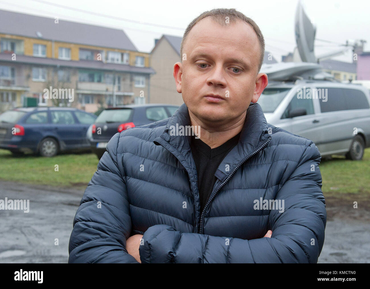 Sobiemysl, Poland. 20th Dec, 2016. ARCHIVE - The Polish haulage contractor Ariel Zurawski stands in front of journalists during a press conference in Sobiemysl, Poland, 20 December 2016. His truck became the vehicle for terrorism. His cousin and driver of the truck was shot. One year after the terror attack, Zurawski is still plagued by grief and financial worries. Credit: Stefan Sauer/dpa-Zentralbild/dpa/Alamy Live News Stock Photo