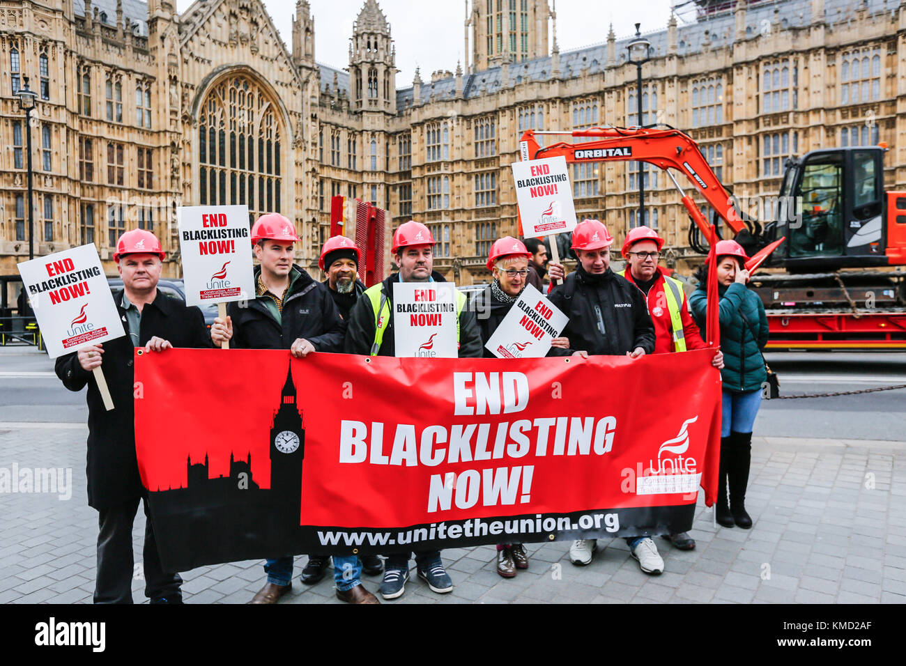 London,UK. 6 December 2017. Trade Unionists including Gail Cartmail, Assistant General Secretary of the trade union Unite, joined the call to demand a public inquiry into blacklisting and to create new laws preventing guilty companies from bidding for public sector contracts. David Rowe/Alamy Live News. Stock Photo