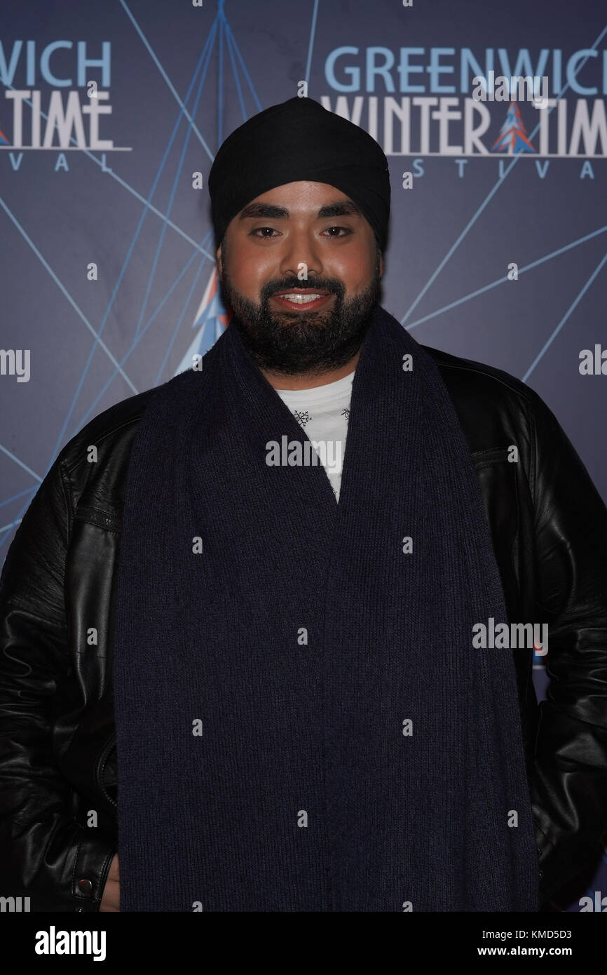 London, UK. 06th Dec, 2017. Rav Bansal (Bake-Off) posing for photos on the opening night of Greenwich Wintertime Festival at Greenwich College in London. Photo date: Wednesday, December 6, 2017. Credit: Roger Garfield/Alamy Live News Stock Photo