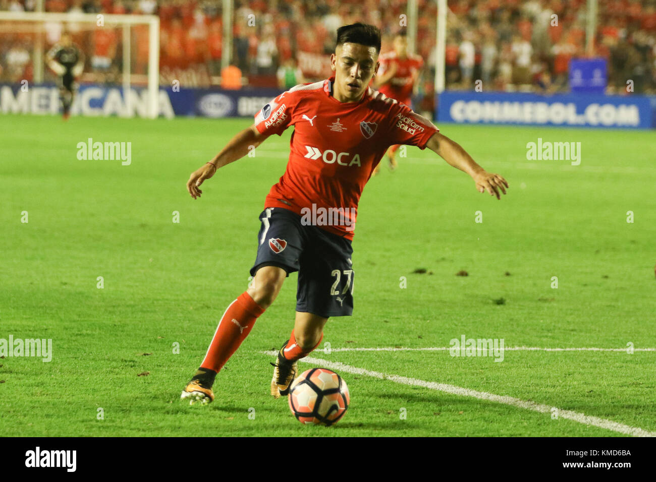 Buenos Aires, Argentina. 6th Dec, 2017. Ezequiel Barco of Independiente (ARG) during the Conmebol South American Cup final match with Flamengo (BRA) this wednesday on Libertadores de América Stadium in Avellaneda, Argentina. Credit: Néstor J. Beremblum/Alamy Live News Stock Photo