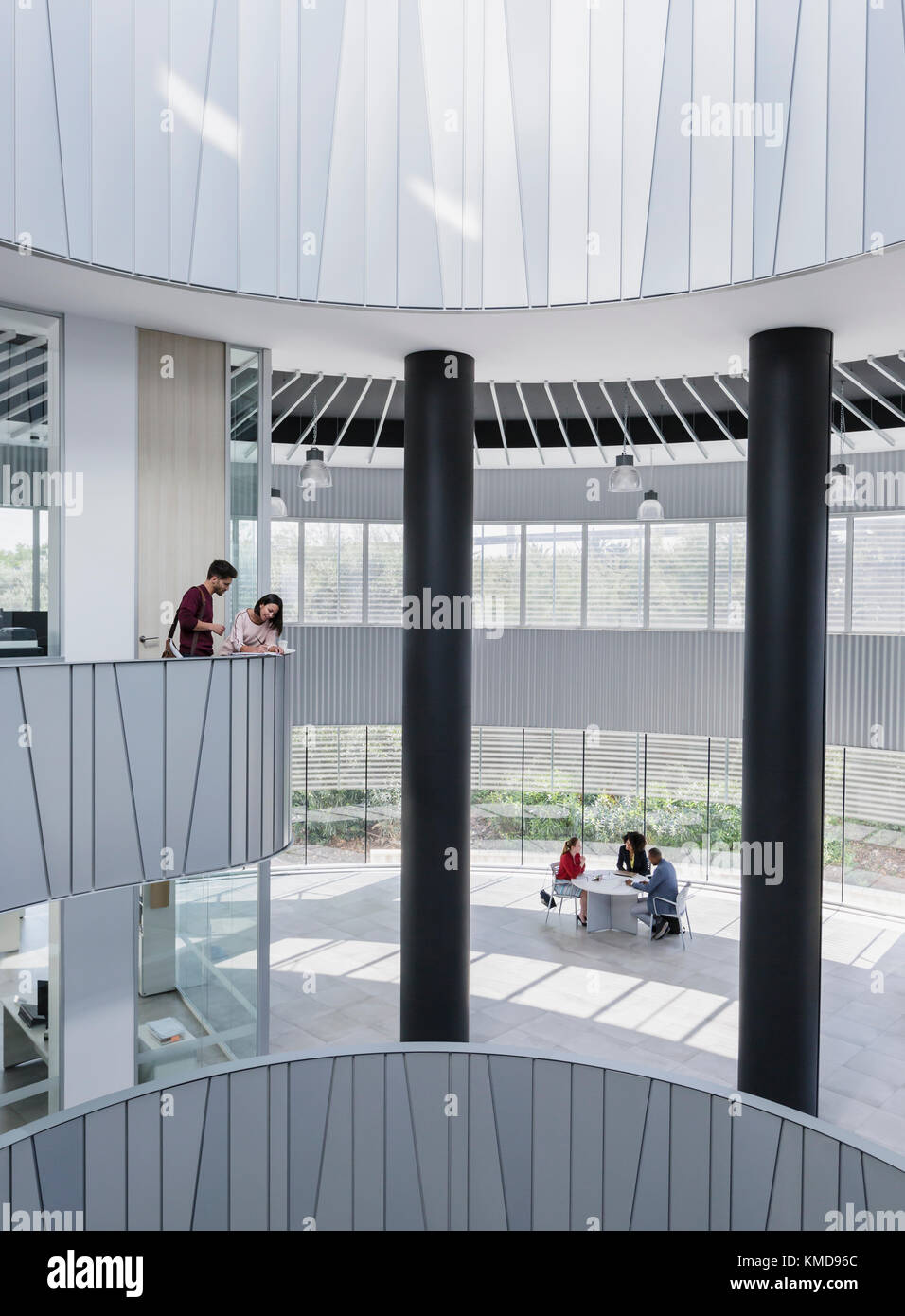Business people meeting on architectural,modern office atrium balcony Stock Photo