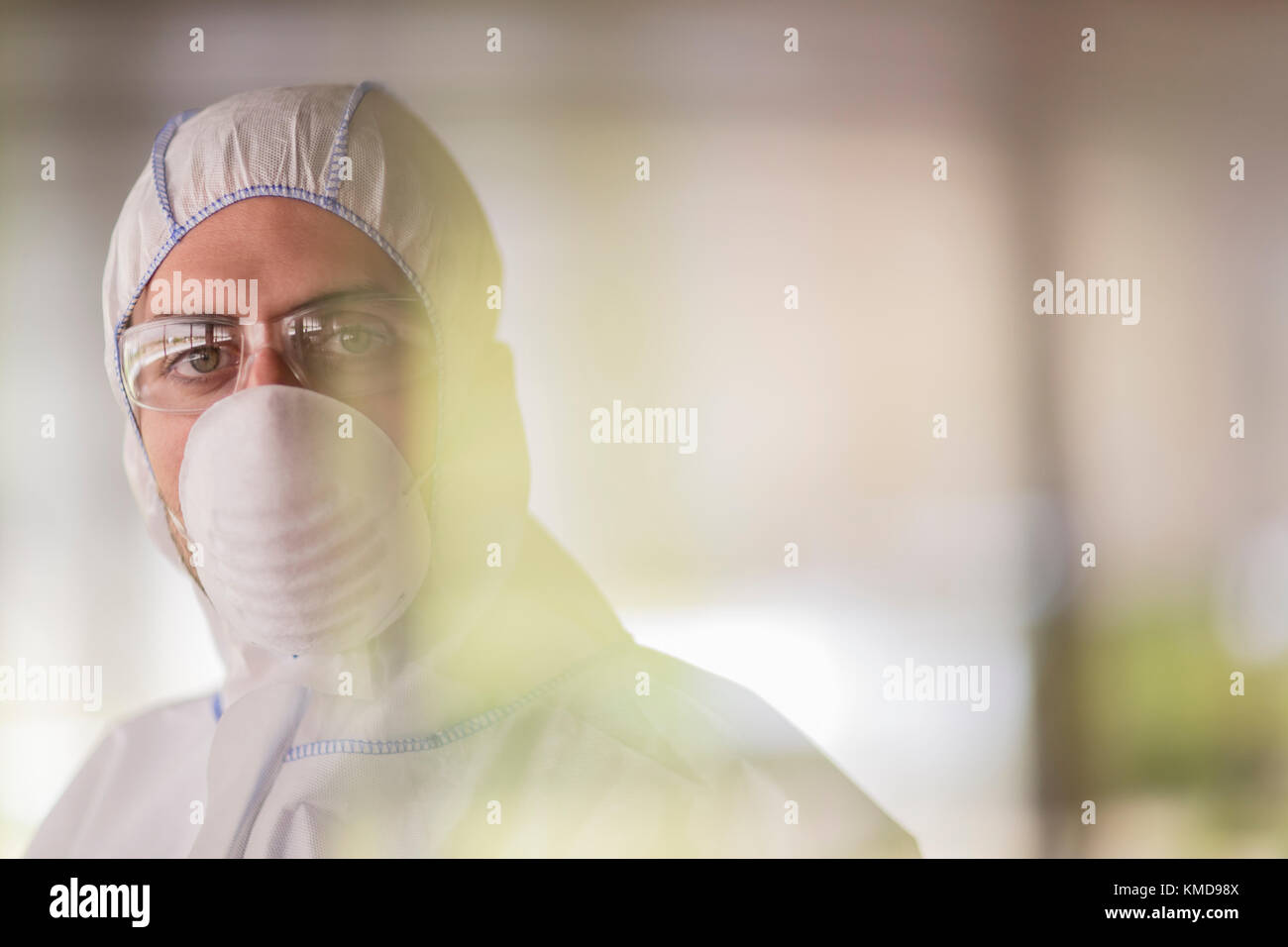 Portrait scientist in clean suit Stock Photo