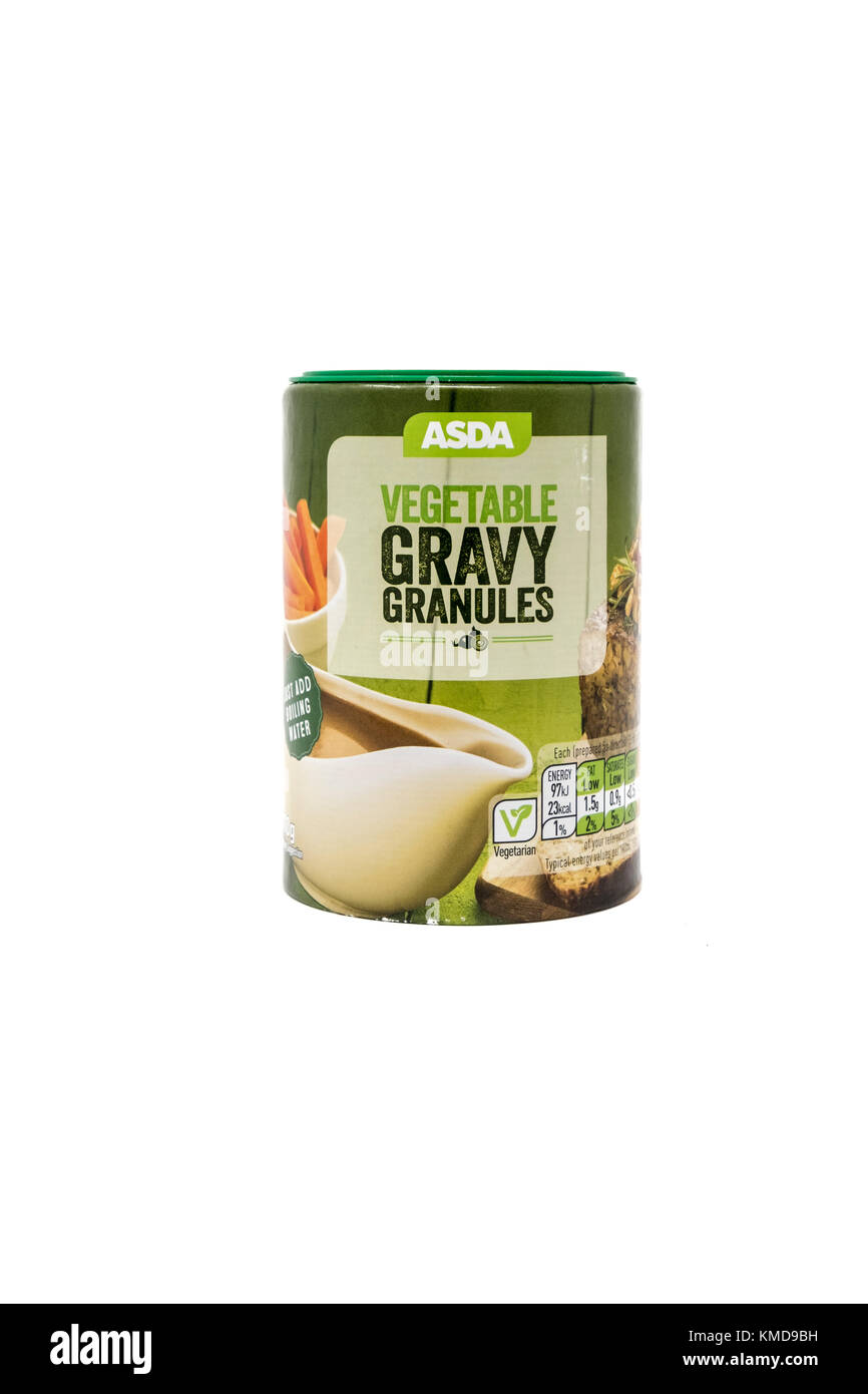 Tub of Asda vegetable gravy granules Stock Photo