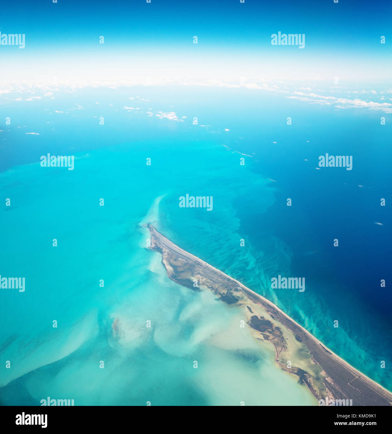 Tropical Island Idyllic Aerial View, Cayo Largo del Sur, Cuba Stock Photo