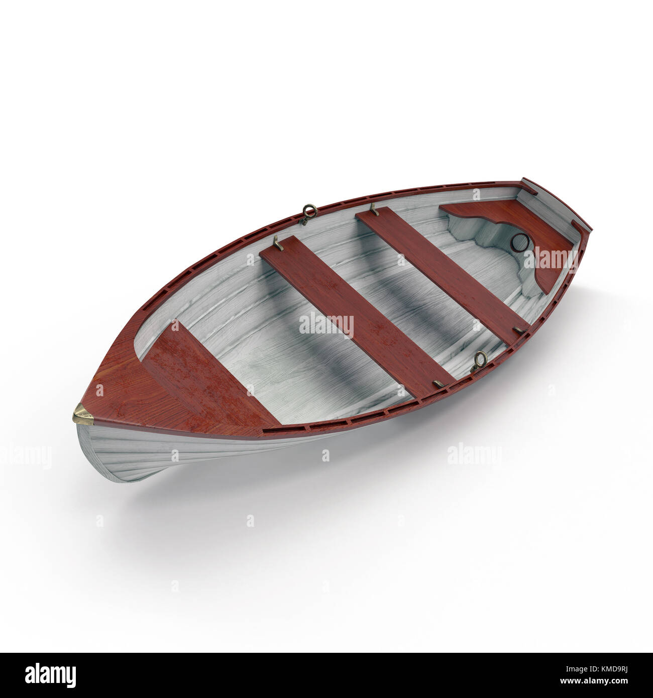 3D illustration of a wooden boat on white. Stock Photo