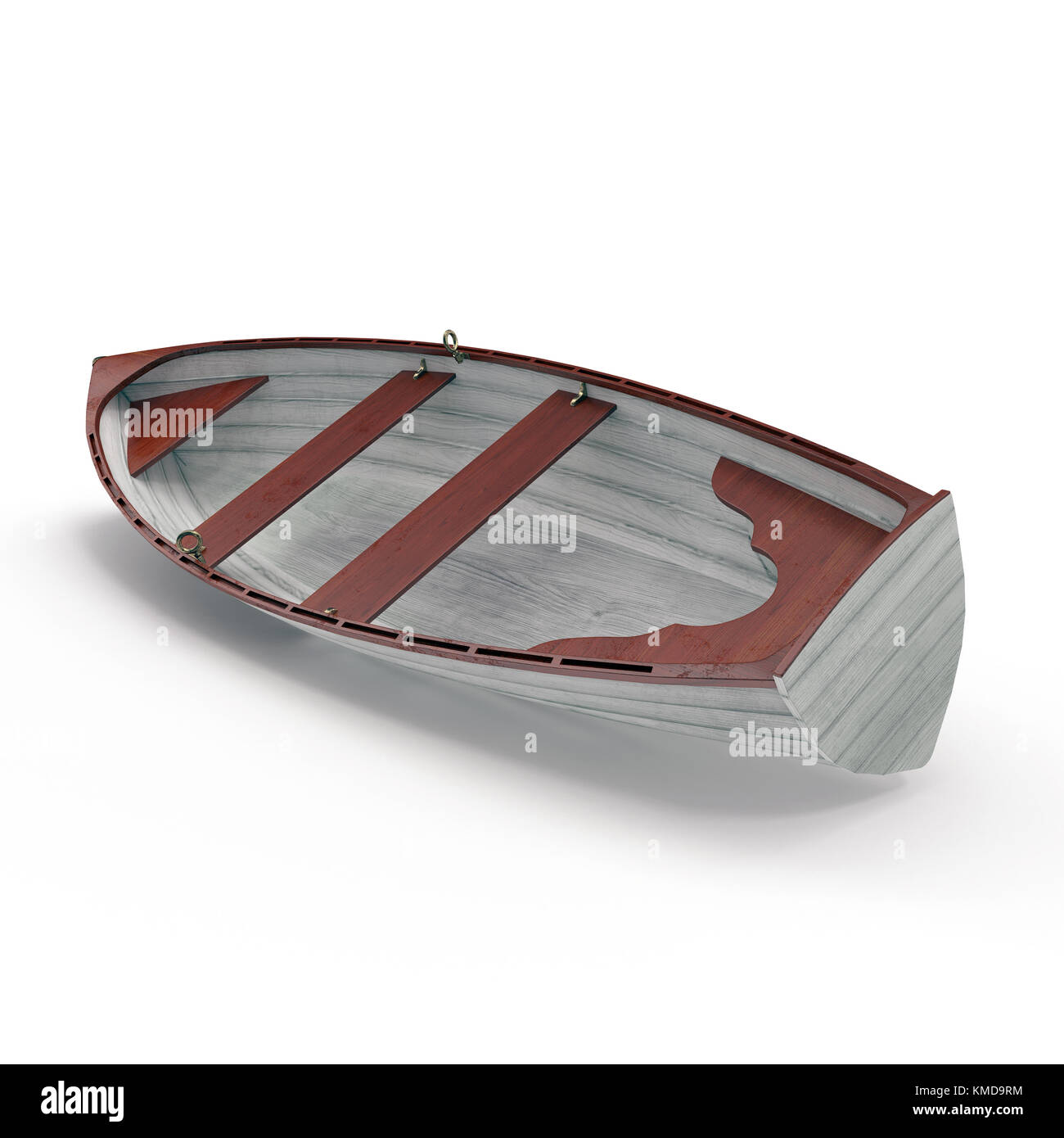 Old row boat isolated on white. 3D illustration Stock Photo