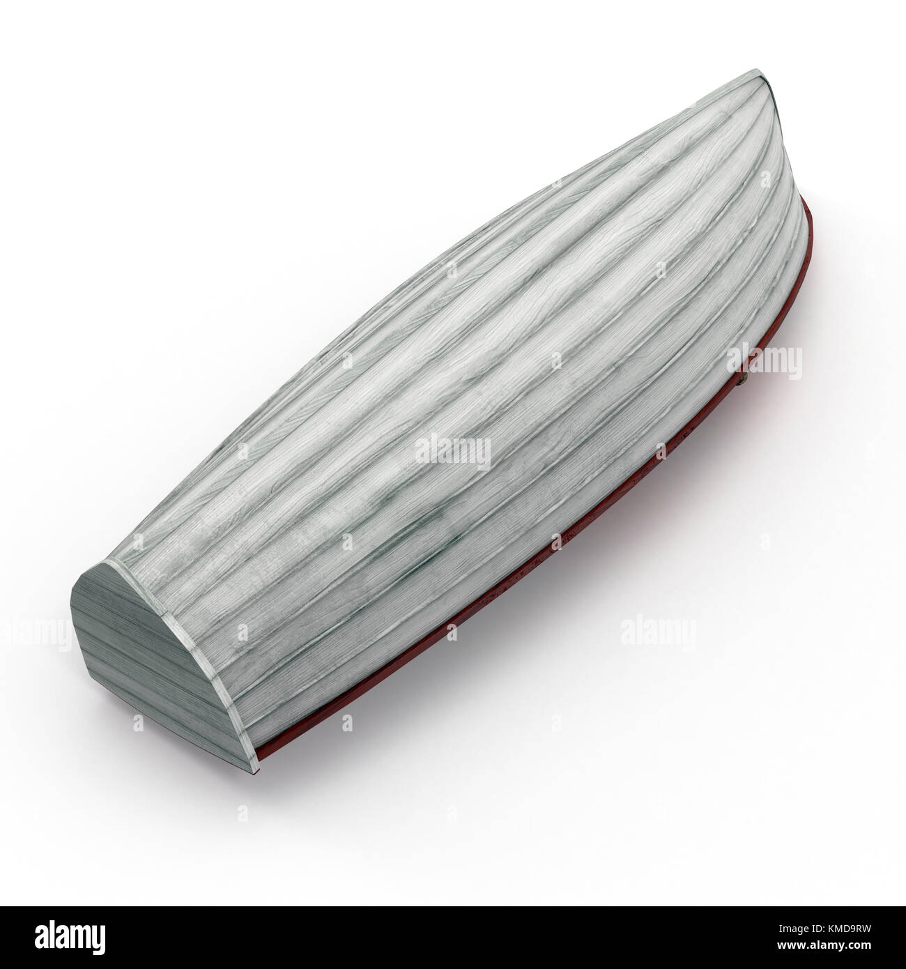 Old boat isolated on a white. Bottom view. 3D illustration Stock Photo