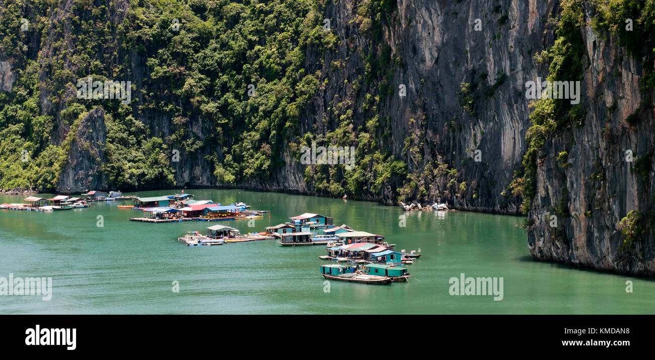 Floating villages at famous Halong bay, Gulf of Tonkin Vietnam Asia Stock  Photo - Alamy