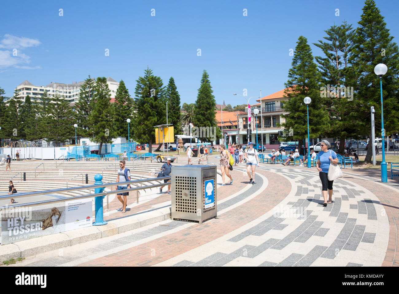 Coogee beach town centre and circular steps leading down to the beach,Sydney,Australia Stock Photo