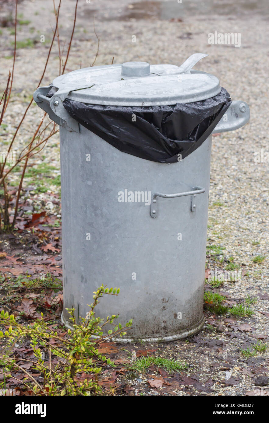 Metal rubbish bin in a park the Netherlands Stock Photo Alamy