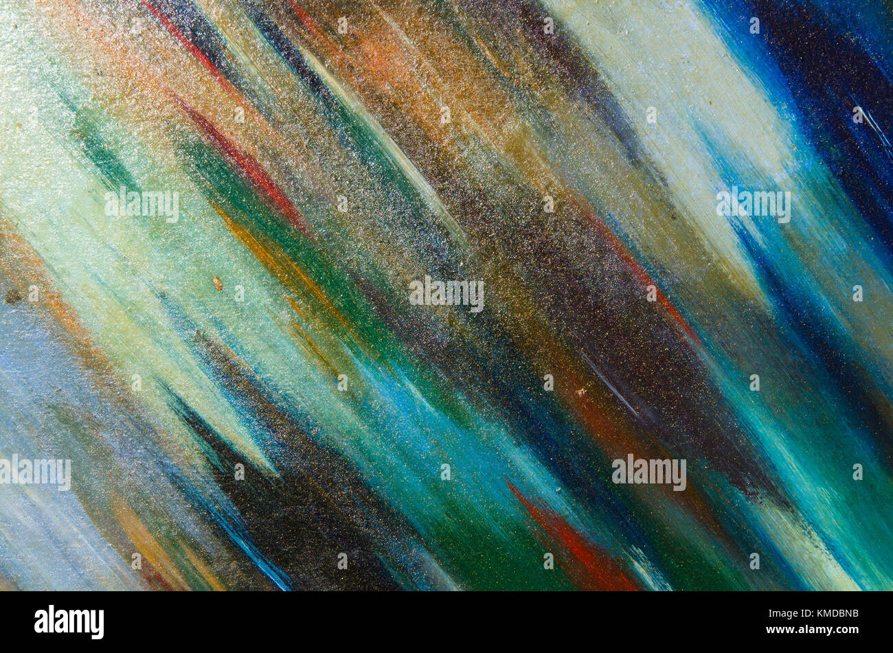 Solid canvas with dark strokes watercolor paint. Blue, green and black tones prevail Stock Photo