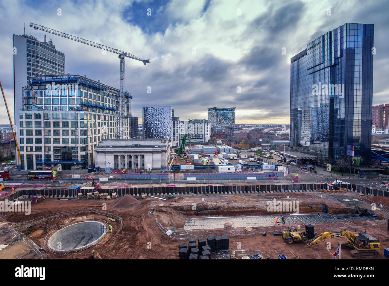 Paradise Project, Urban Regeneration building site in progress, elevated view from library Stock Photo