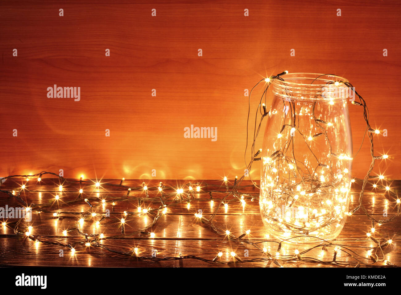 Fairy Lights in Glass Jar Stock Photo Alamy