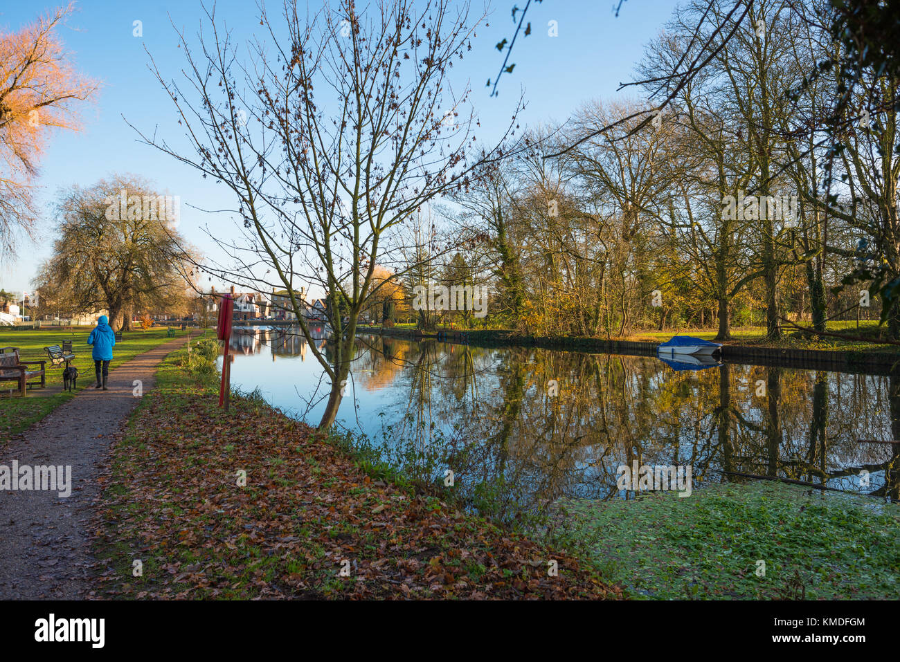 Scenic views over the still waters of the Causeway at Godmanchester