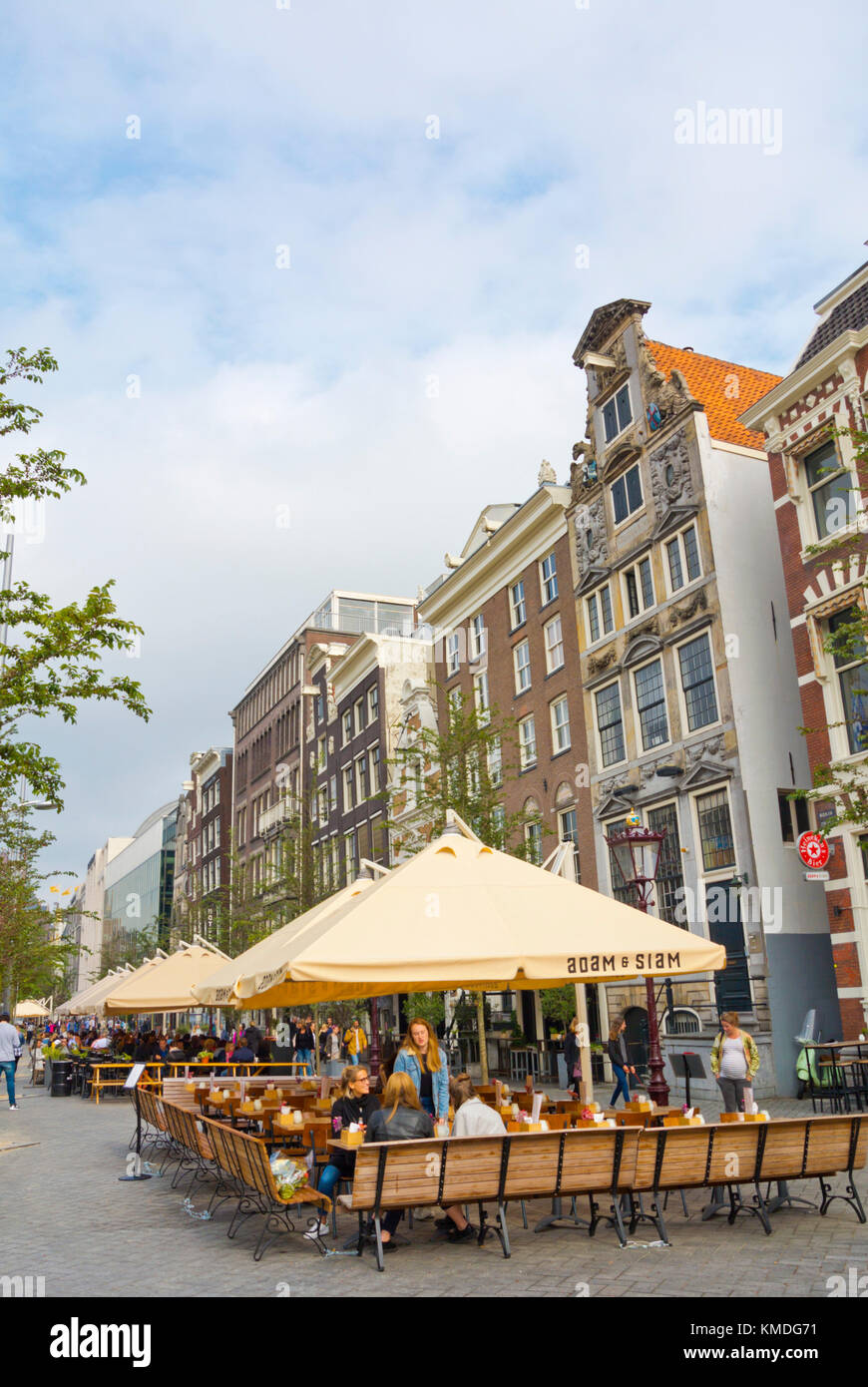 Cafe and restaurant terraces, Rokin street, Amsterdam, The Netherlands ...