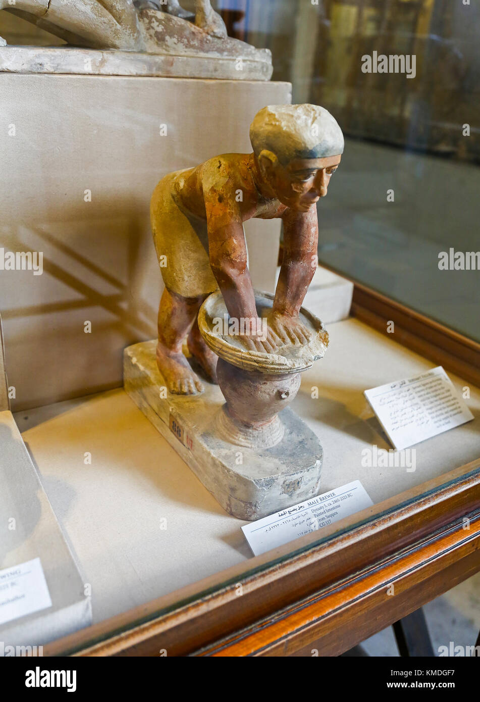 A funerary model of a servant male brewer inside the Egyptian Museum, Cairo, Egypt, North Africa Stock Photo