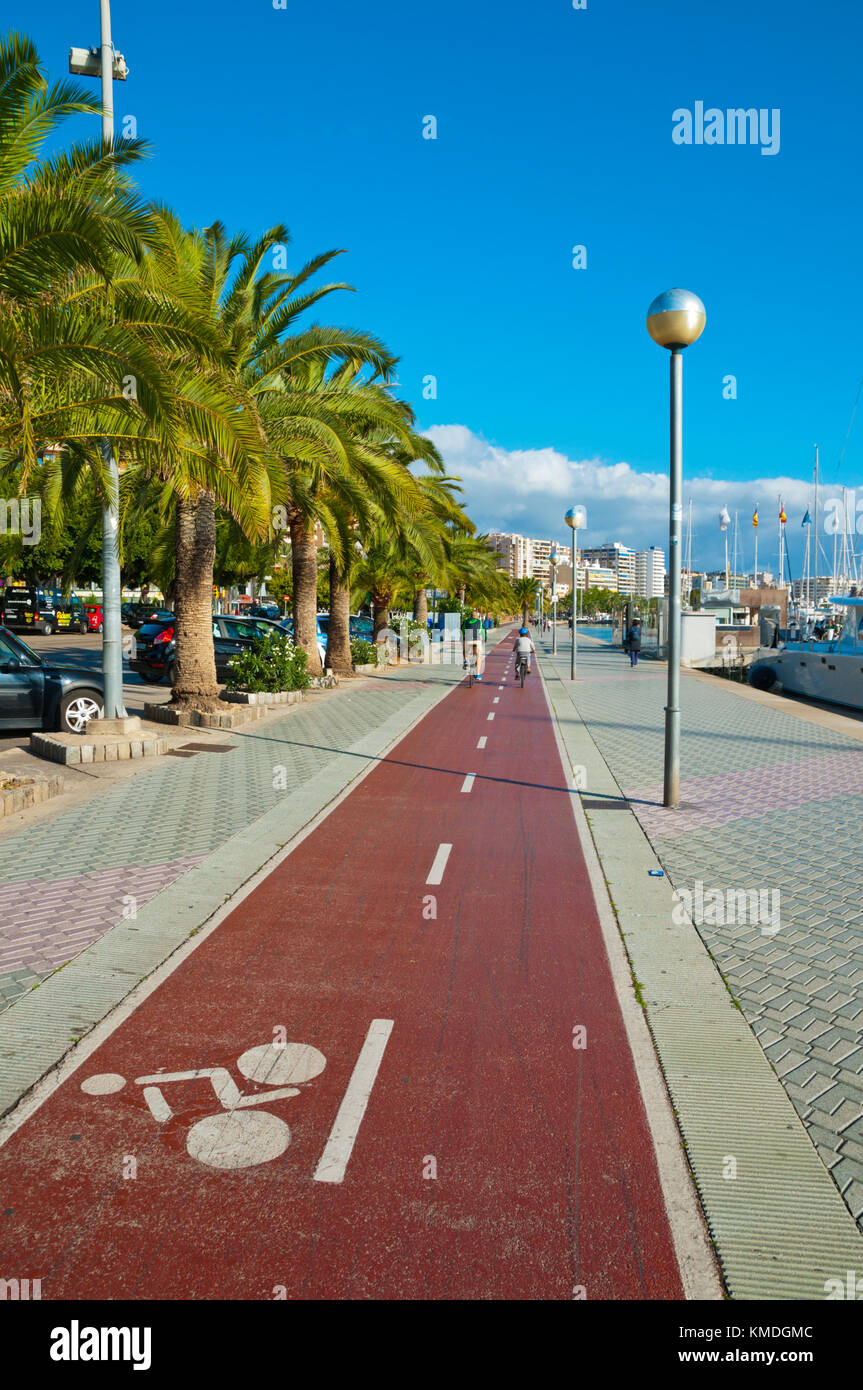 Cycling lane, Paseo Maritimo, Passeig Maritim,
