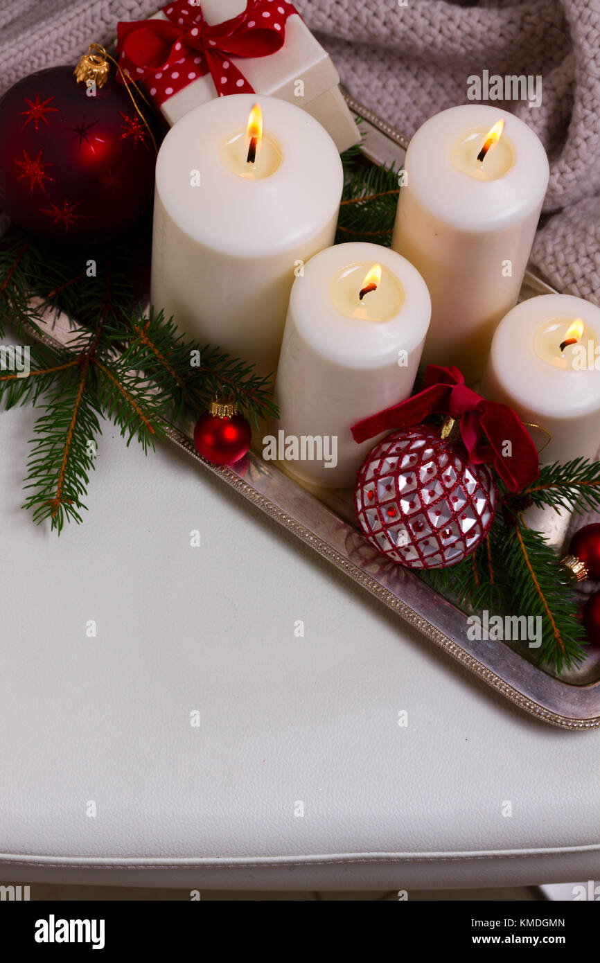 Burning advent candles Stock Photo Alamy