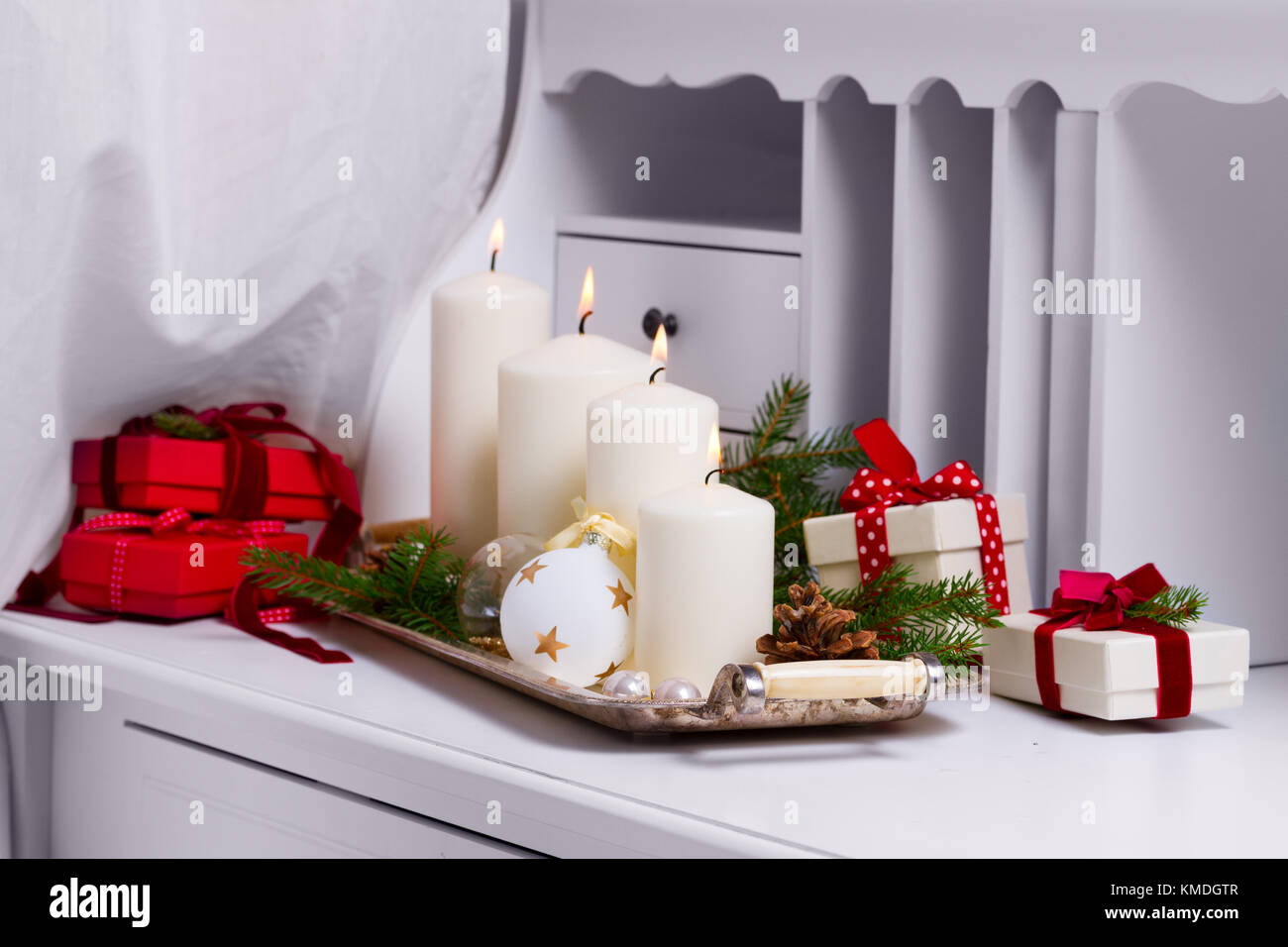 Burning advent candles Stock Photo Alamy