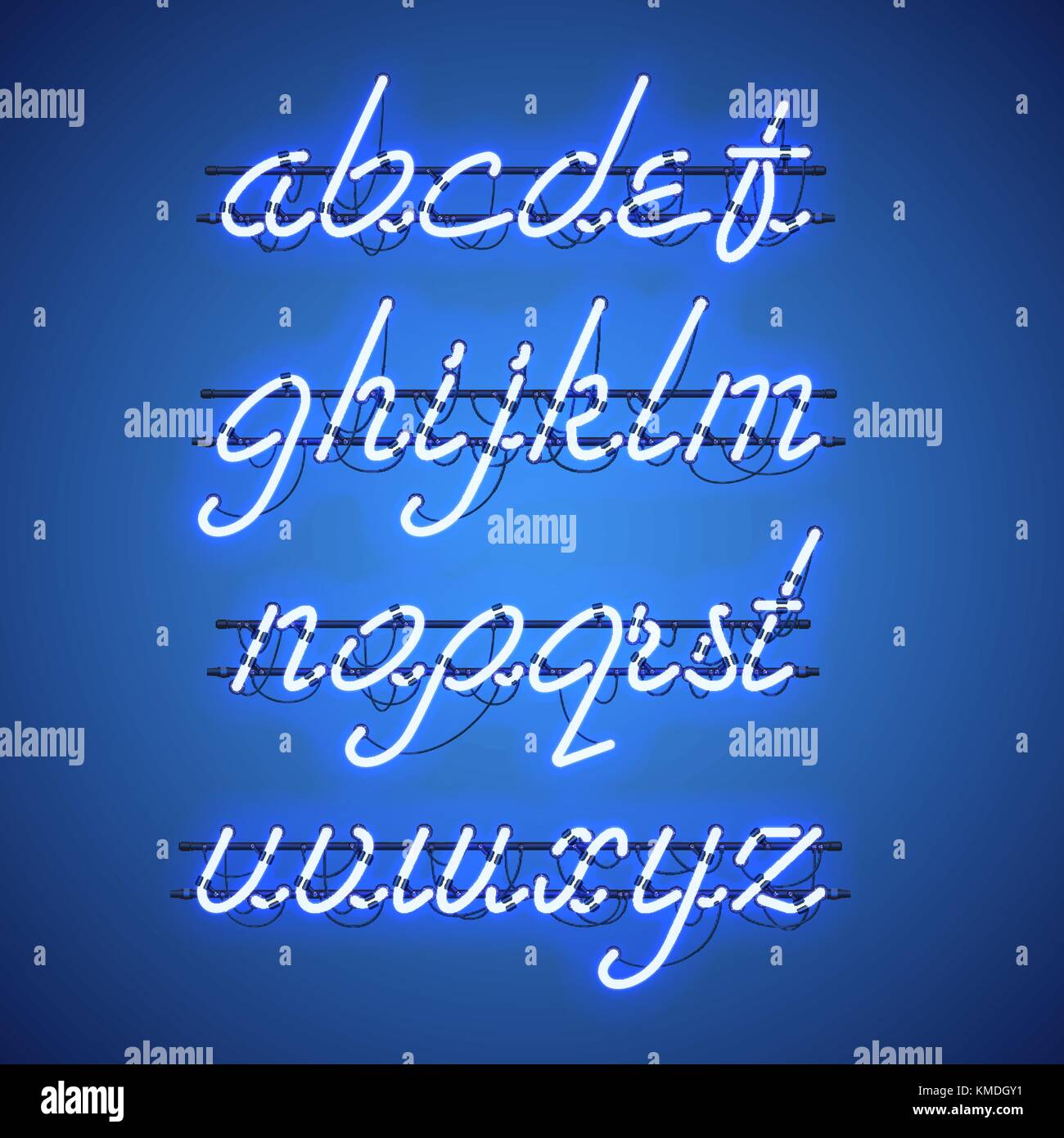 Glowing Blue Neon Lowercase Script Font Stock Vector Image & Art - Alamy