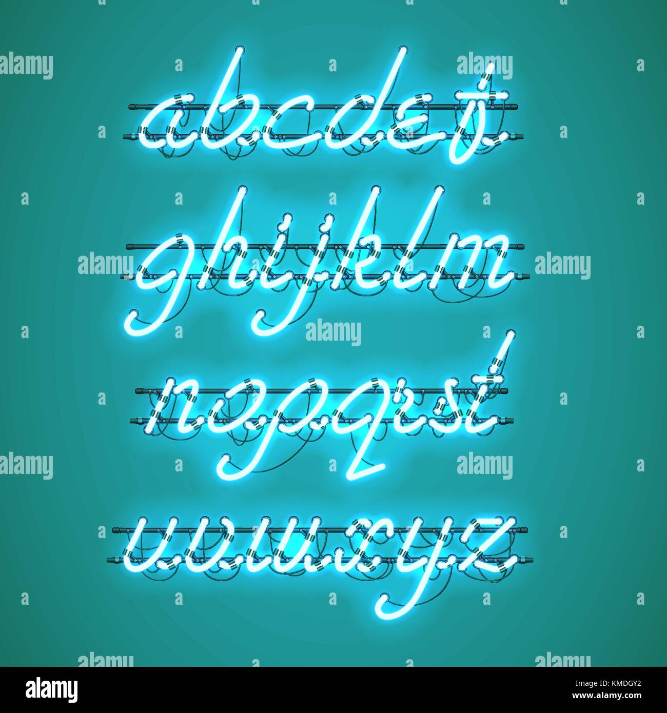 Glowing Blue Neon Lowercase Script Font Stock Vector Image & Art - Alamy