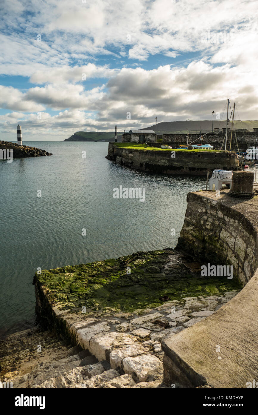 Harbour at Carnlough on the Antrim coast, Northern Ireland Stock Photo