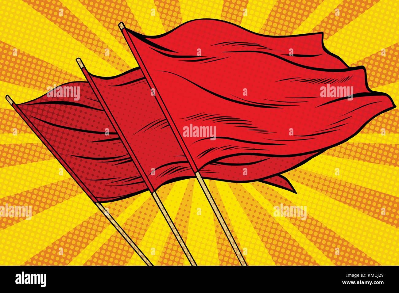 Red flag pop art background Stock Vector