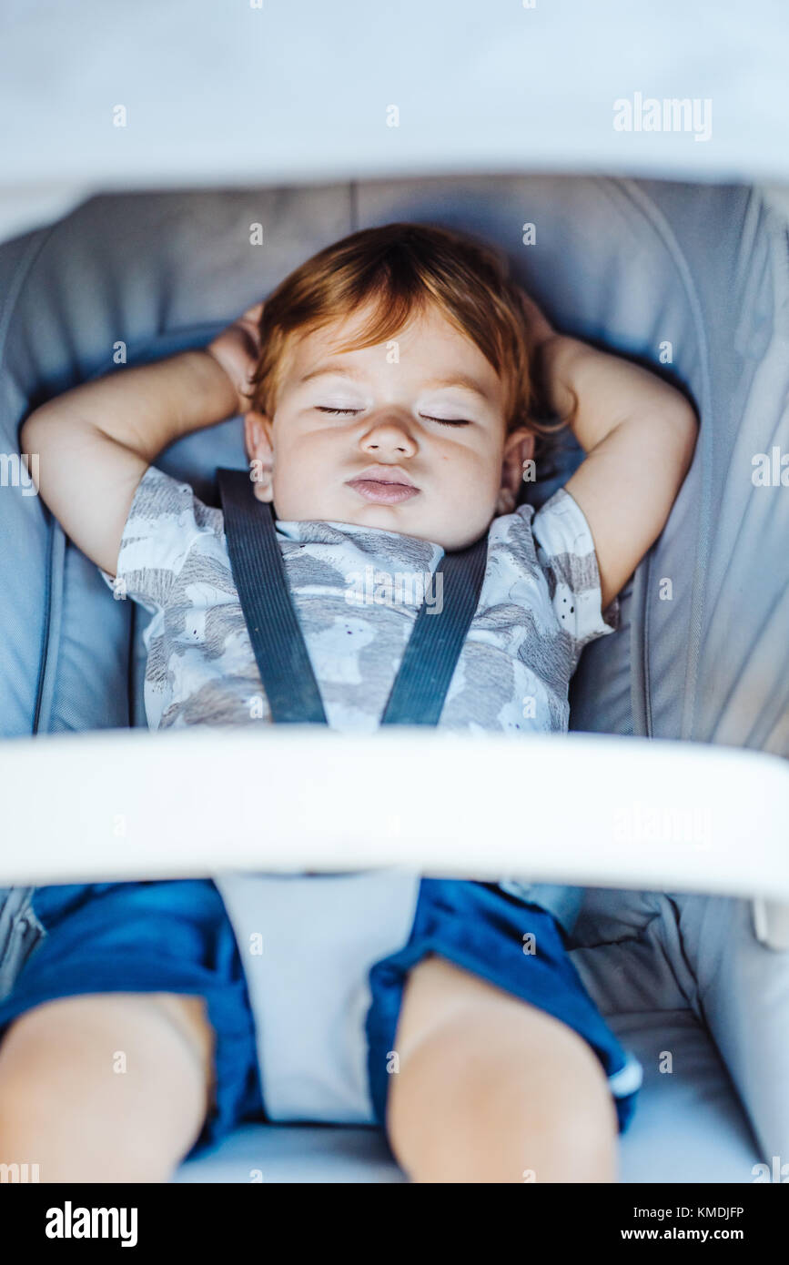 Little baby sleeping in a stroller Stock Photo Alamy