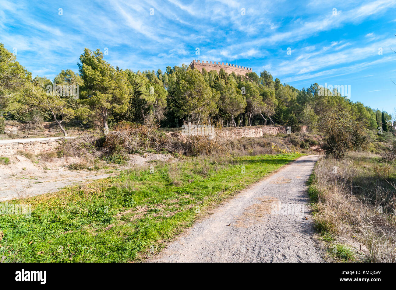 Balsareny castle, gothic style fortress dated in 931 and located above a hill in the city of Balsareny, Catalonia Stock Photo