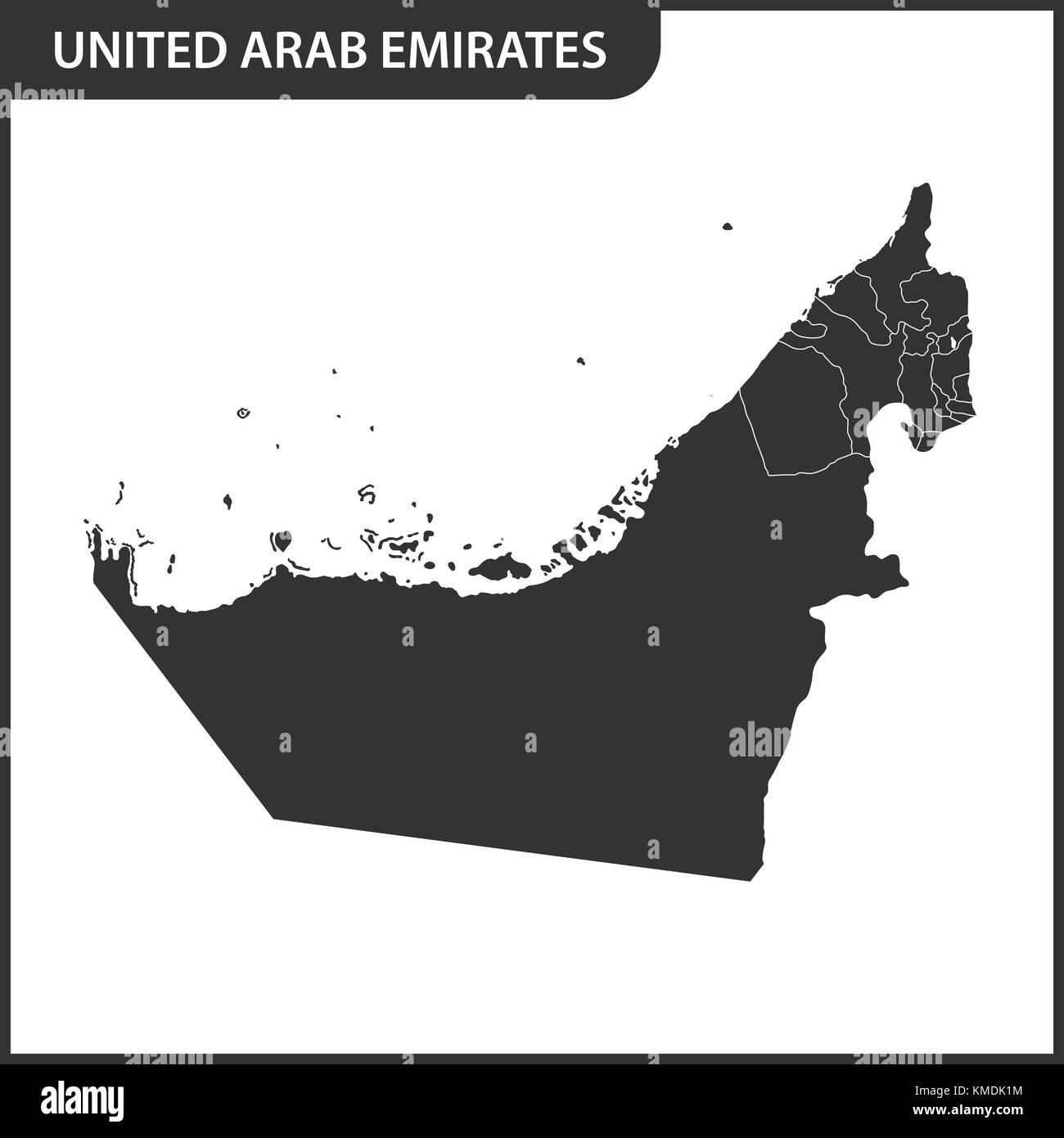The detailed map of the UAE with regions. United Arab Emirates Stock Vector