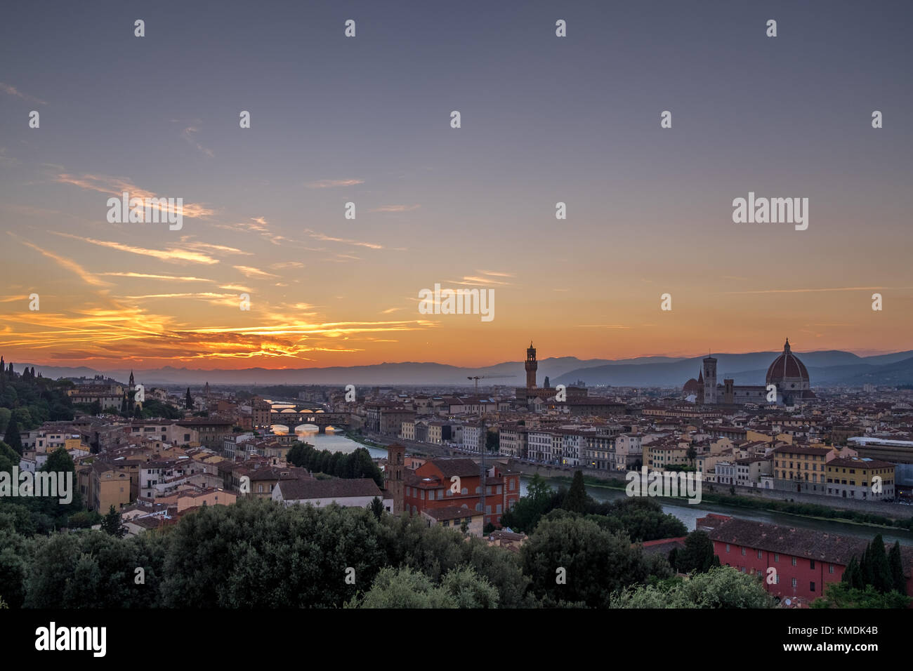 Cityscape view of Florence from the Piazzale Michelangelo, Tuscany, Italy Stock Photo