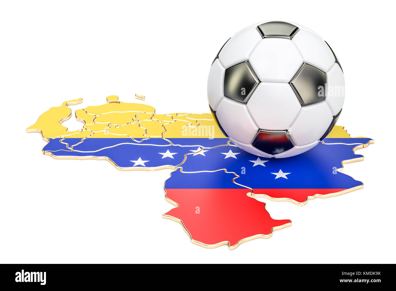 Football ball with map of Venezuela concept, 3D rendering Stock Photo