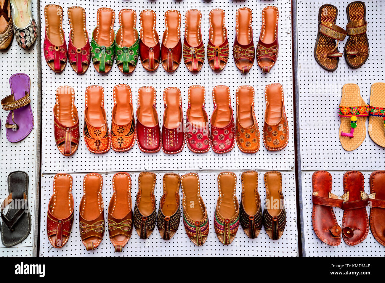 Colorful ethnic shoes at marketplace in India Stock Photo Alamy
