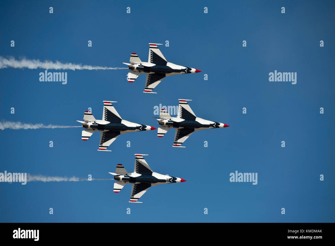 USAF Thunderbirds flying in the 'diamond opener' formation at the Gowen Thunder Airshow on October 14 2017 in Boise Idaho. Stock Photo
