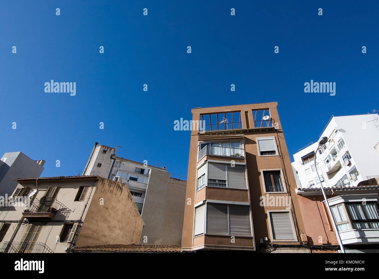 MALLORCA, BALEARIC ISLANDS, SPAIN - NOVEMBER 8, 2017: Building details in Santa Catalina on a sunny day in Palma de Mallorca on November 8, 2017 in Ma Stock Photo