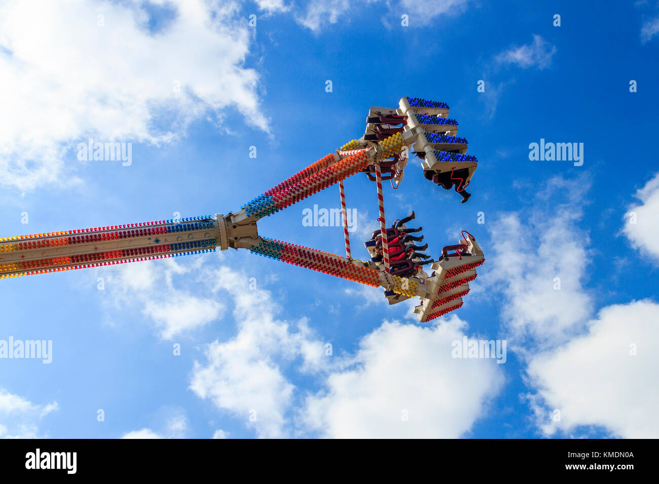 'Freak Out' fairground ride at a bank holiday weekend fair in London, UK Stock Photo