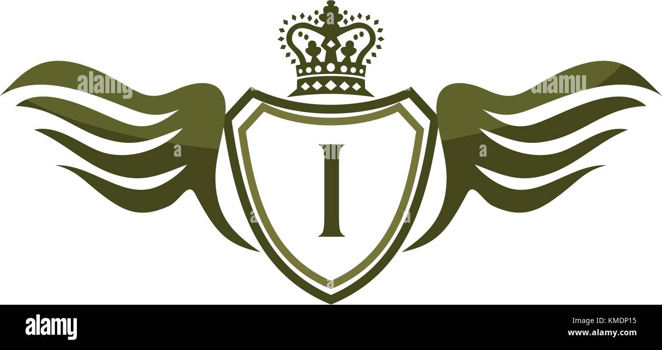 Wing Shield Crown Initial I Stock Vector Image & Art - Alamy