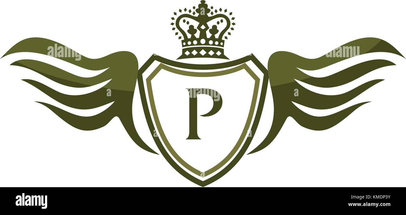 Wing Shield Crown Initial P Stock Vector Image & Art - Alamy