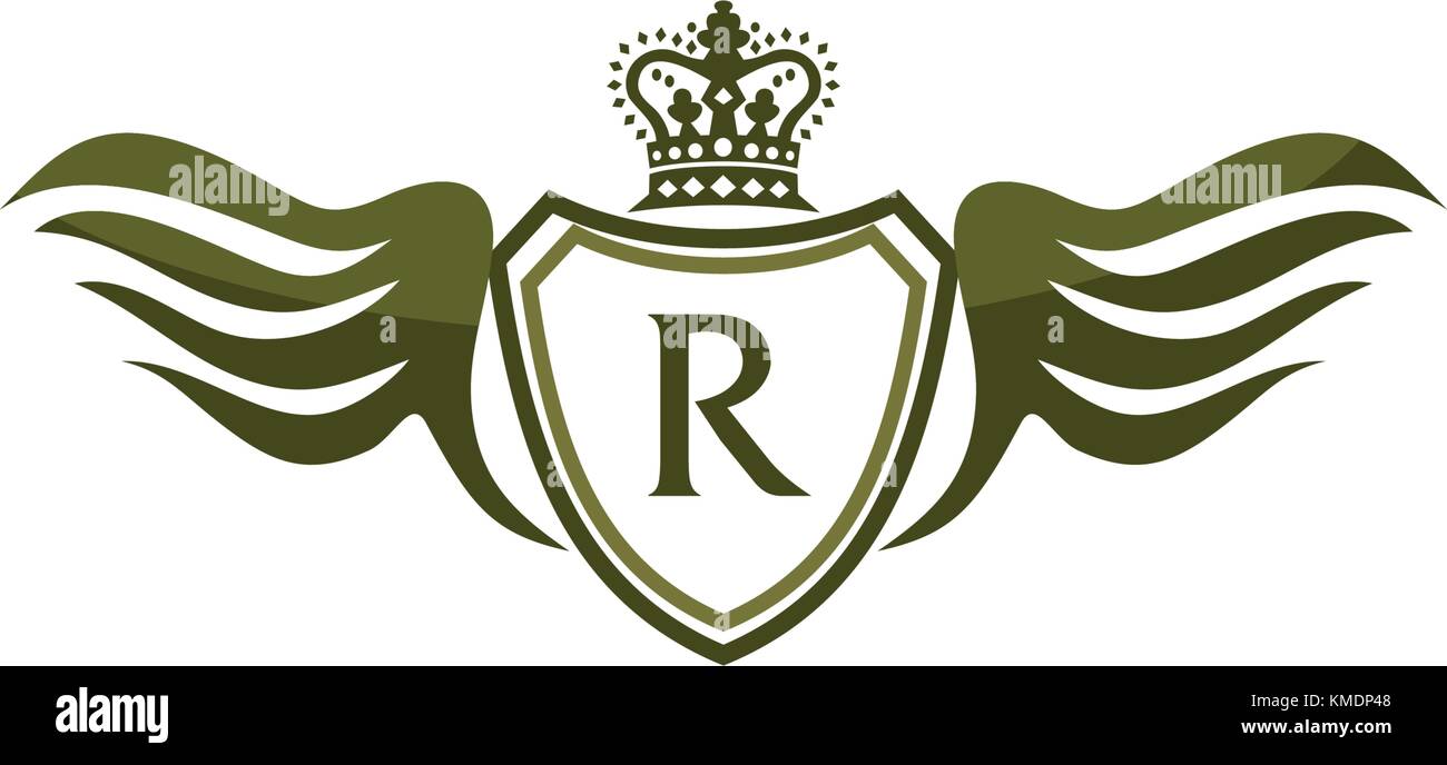 Wing Shield Crown Initial R Stock Vector Image & Art - Alamy