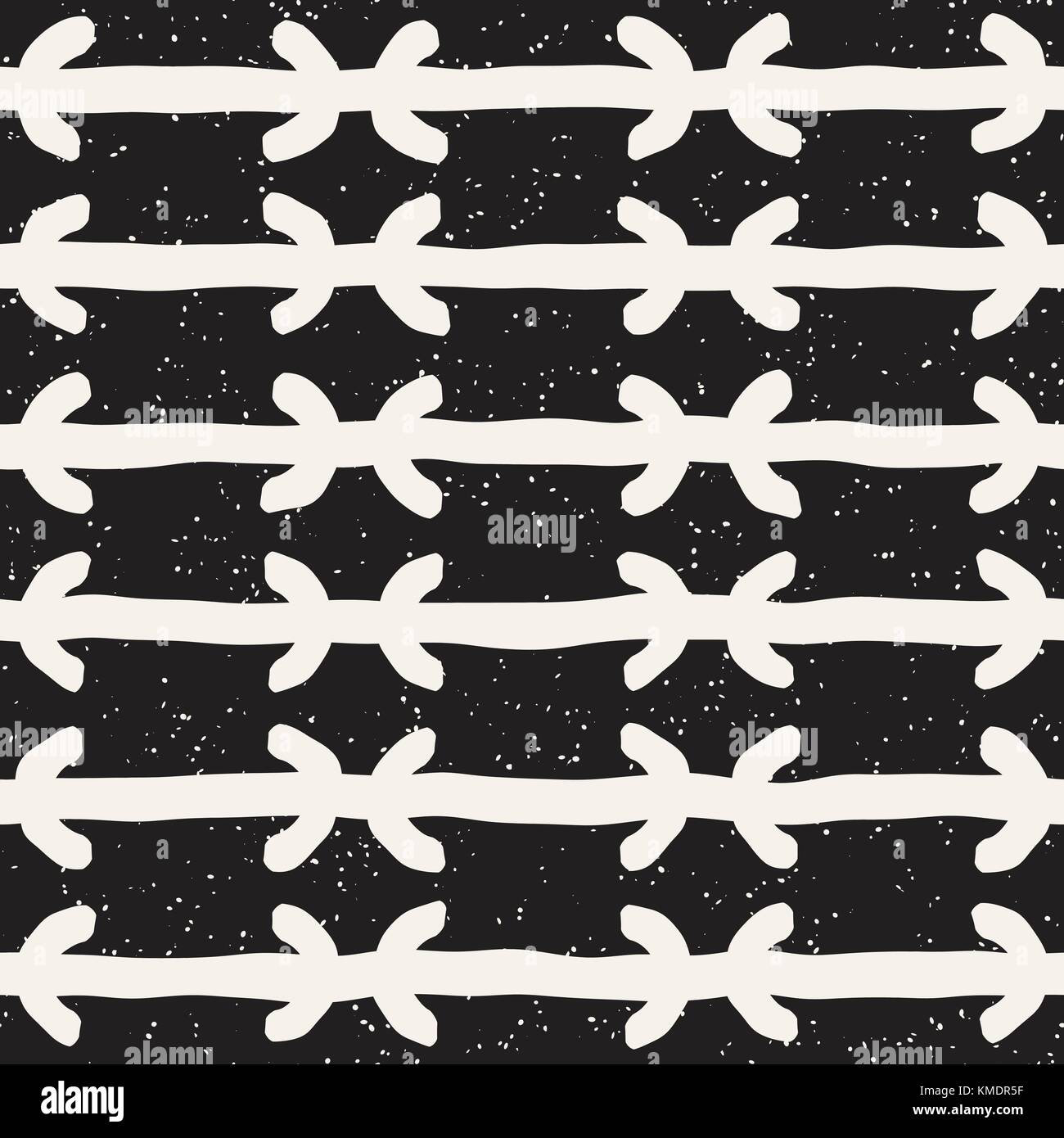 Hand drawn black and white ink abstract seamless pattern. Vector ...