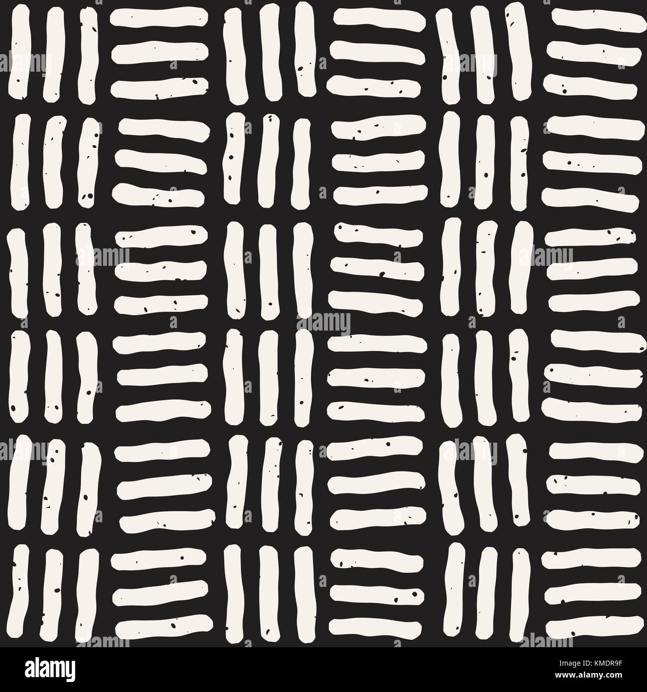 Hand drawn black and white ink abstract seamless pattern. Vector ...